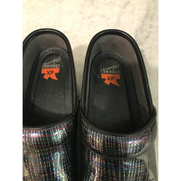 Dansko Professional Clogs Womens 38 Black Metallic Stripe Comfort Nursing Shoes - Picture 7 of 9